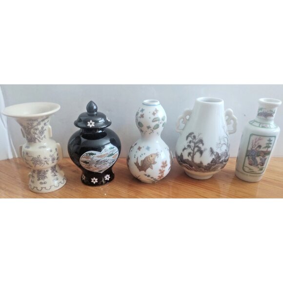 Vintage Franklin Mint Minature Japanese Bud Vases (lot of 5) - Picture 2 of 14